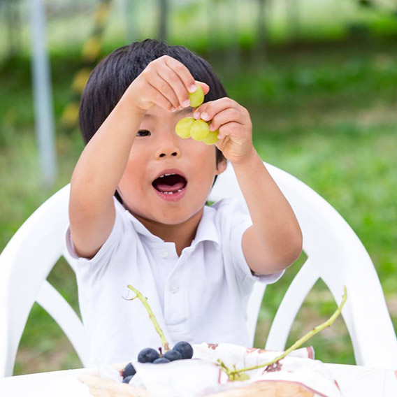 ぶどう食べる子ども